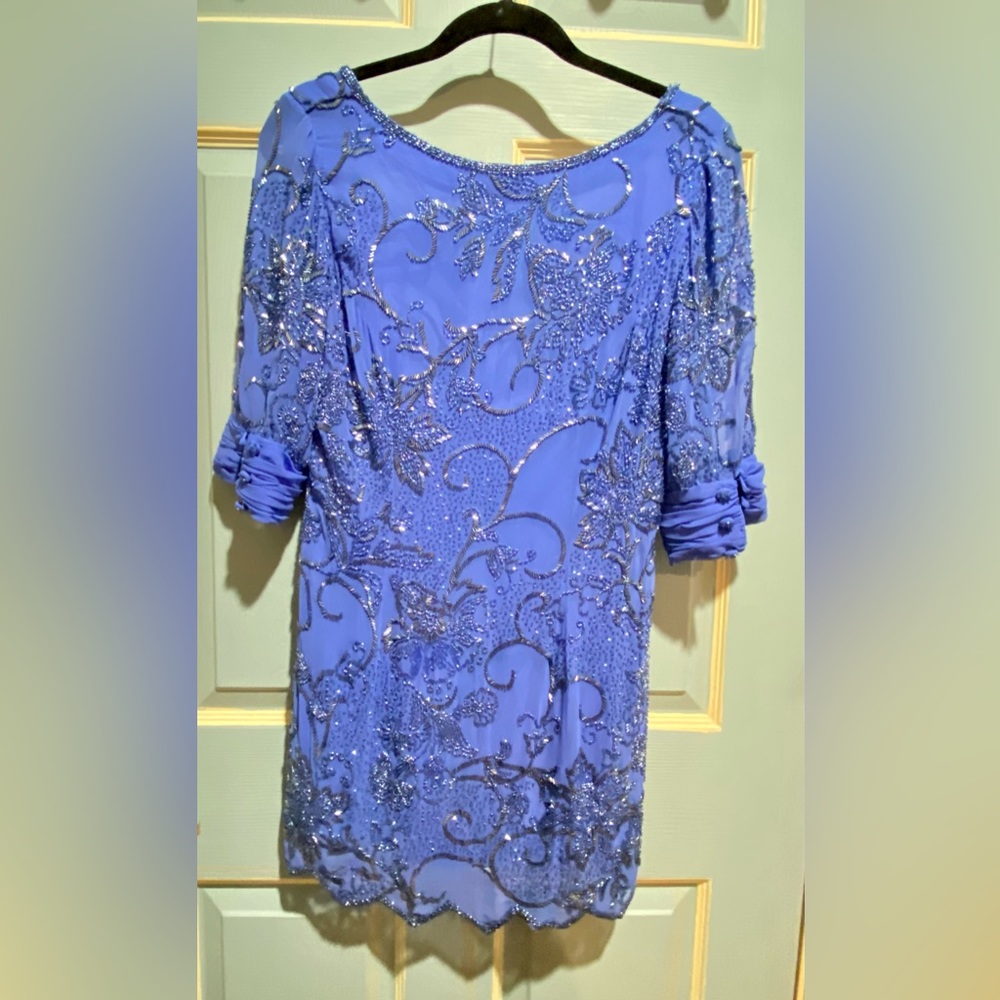 Periwinkle Beaded Cocktail Dress